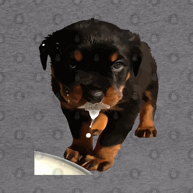 Cute Rottweiler Puppy Lapping Milk by taiche